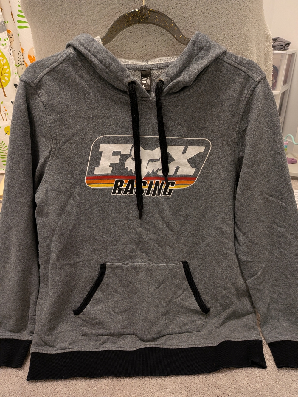 FOX Racing Gray Pullover Hoodie with Retro Logo
